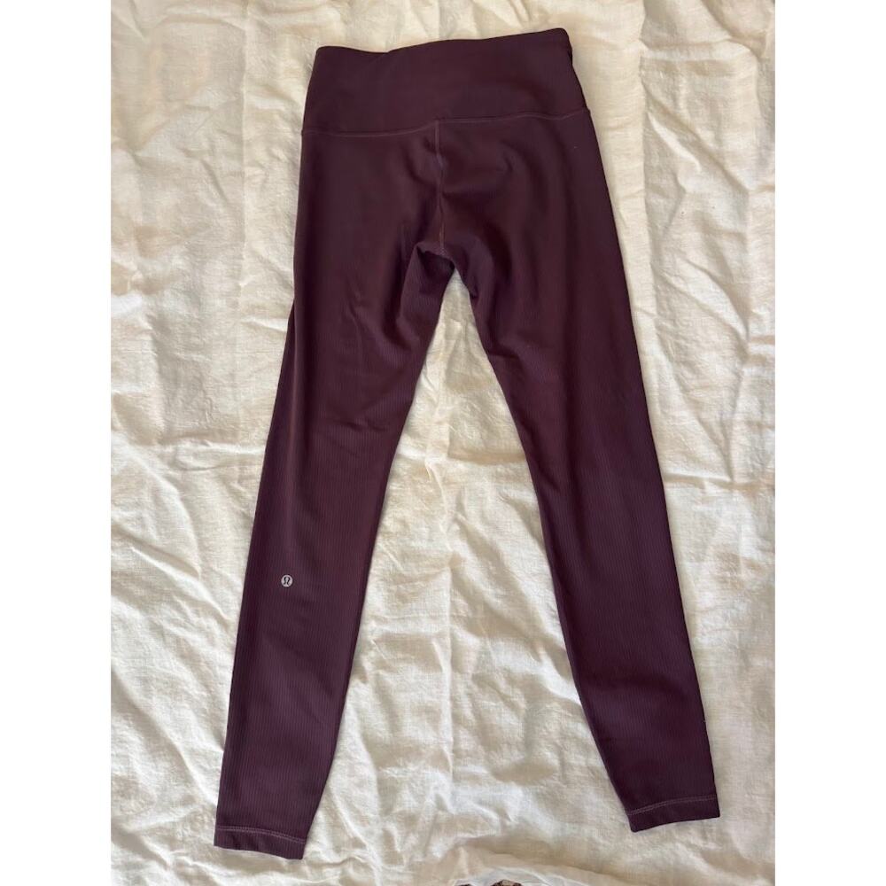 Lululemon Wunder Under Ribbed Leggings Size 8 Grape Purple High Rise Leg Logo
